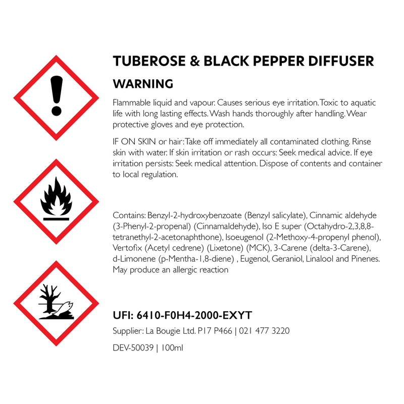 Tuberose & Black Pepper Room Diffuser